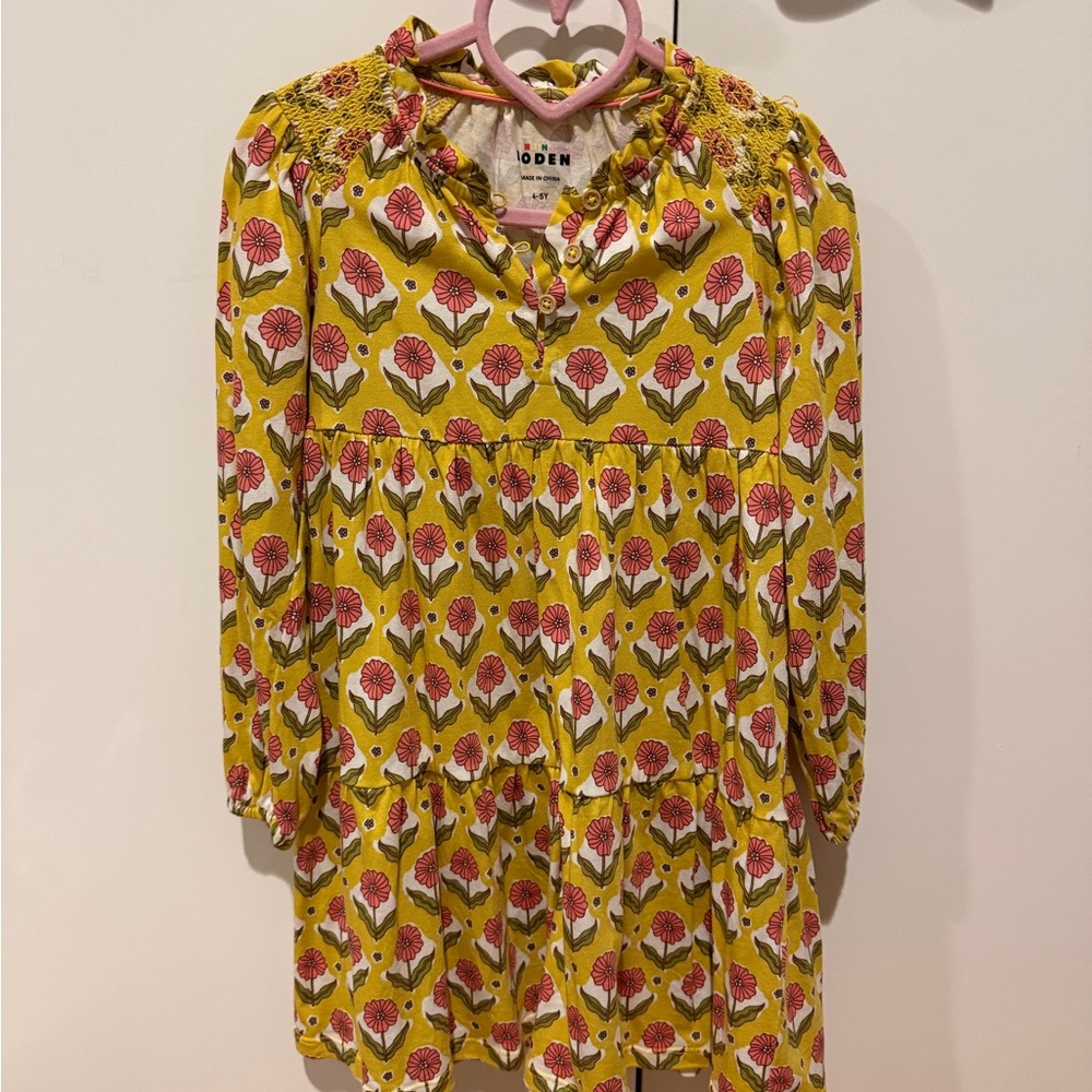 Mini Boden Yellow and Pink Floral Kids Dress